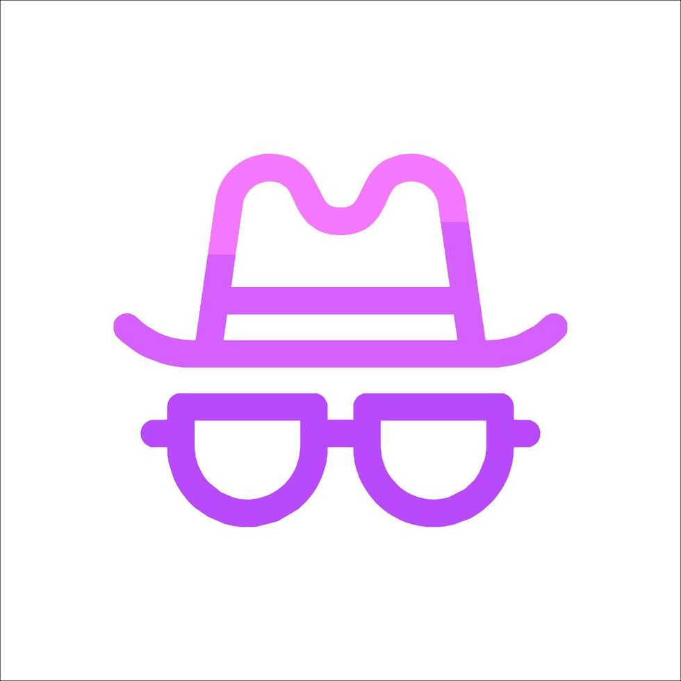 A purple hat and glasses icon vector