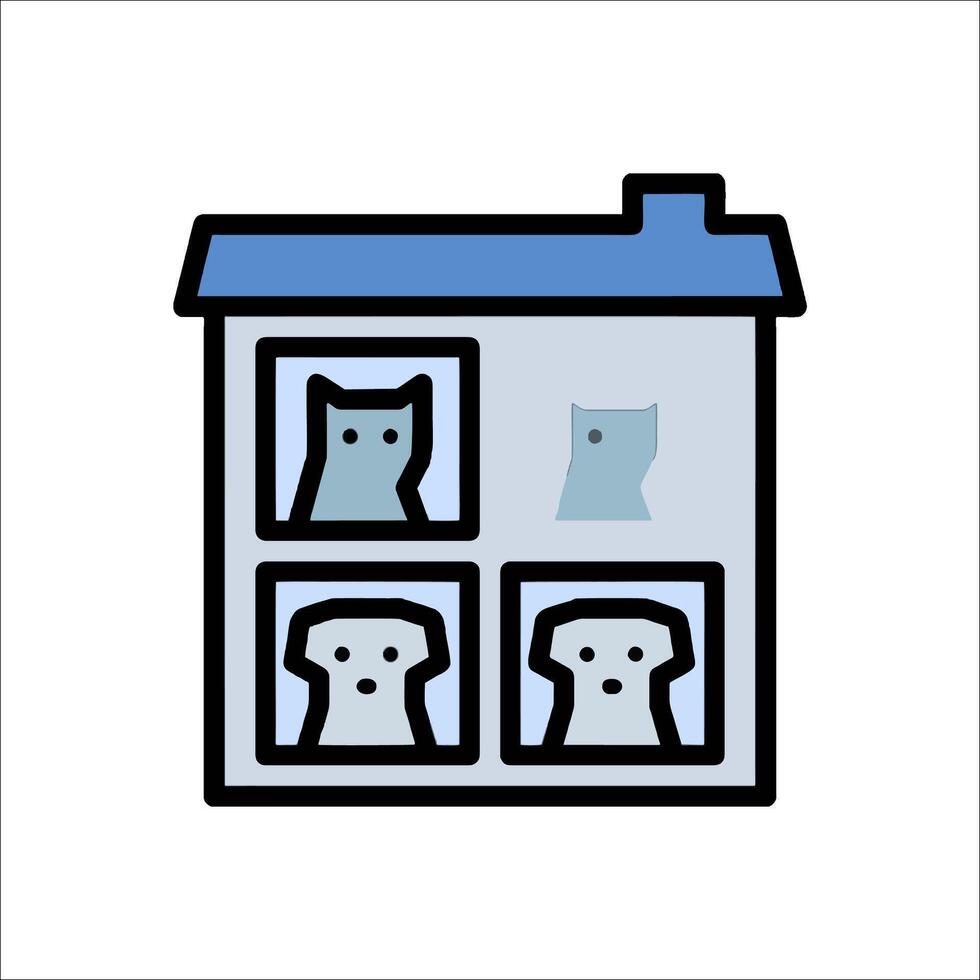 A house with cats and dogs inside vector