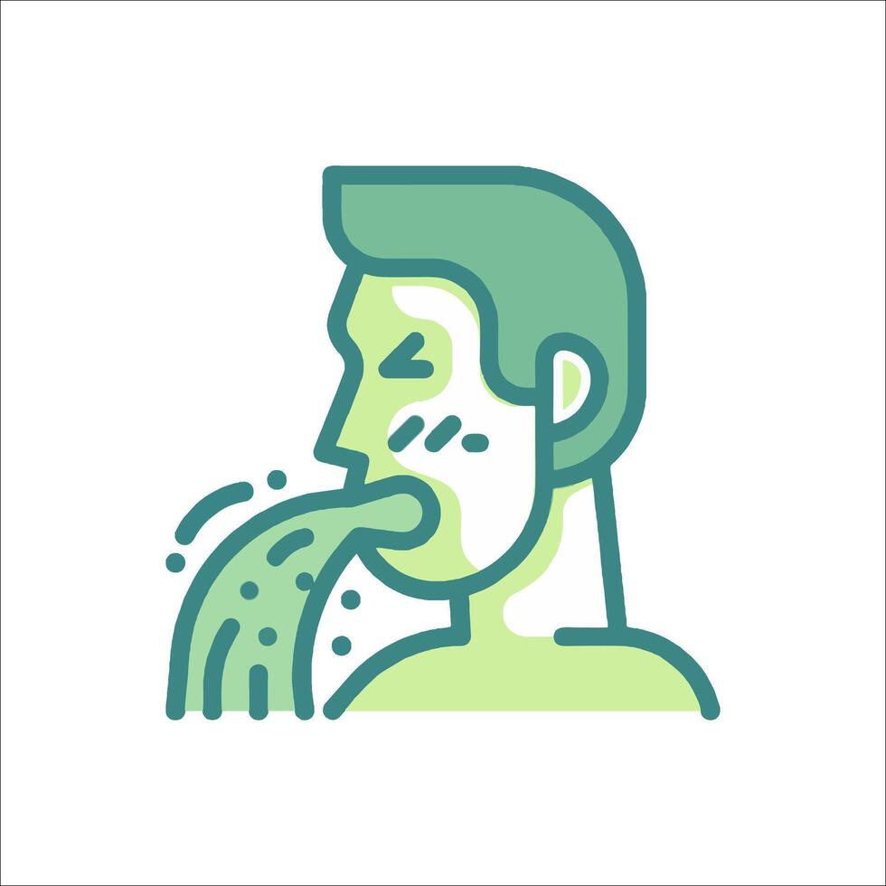A man with a mouth open and a green hand vector