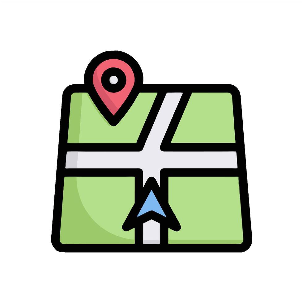A map with a pin pointing to it vector