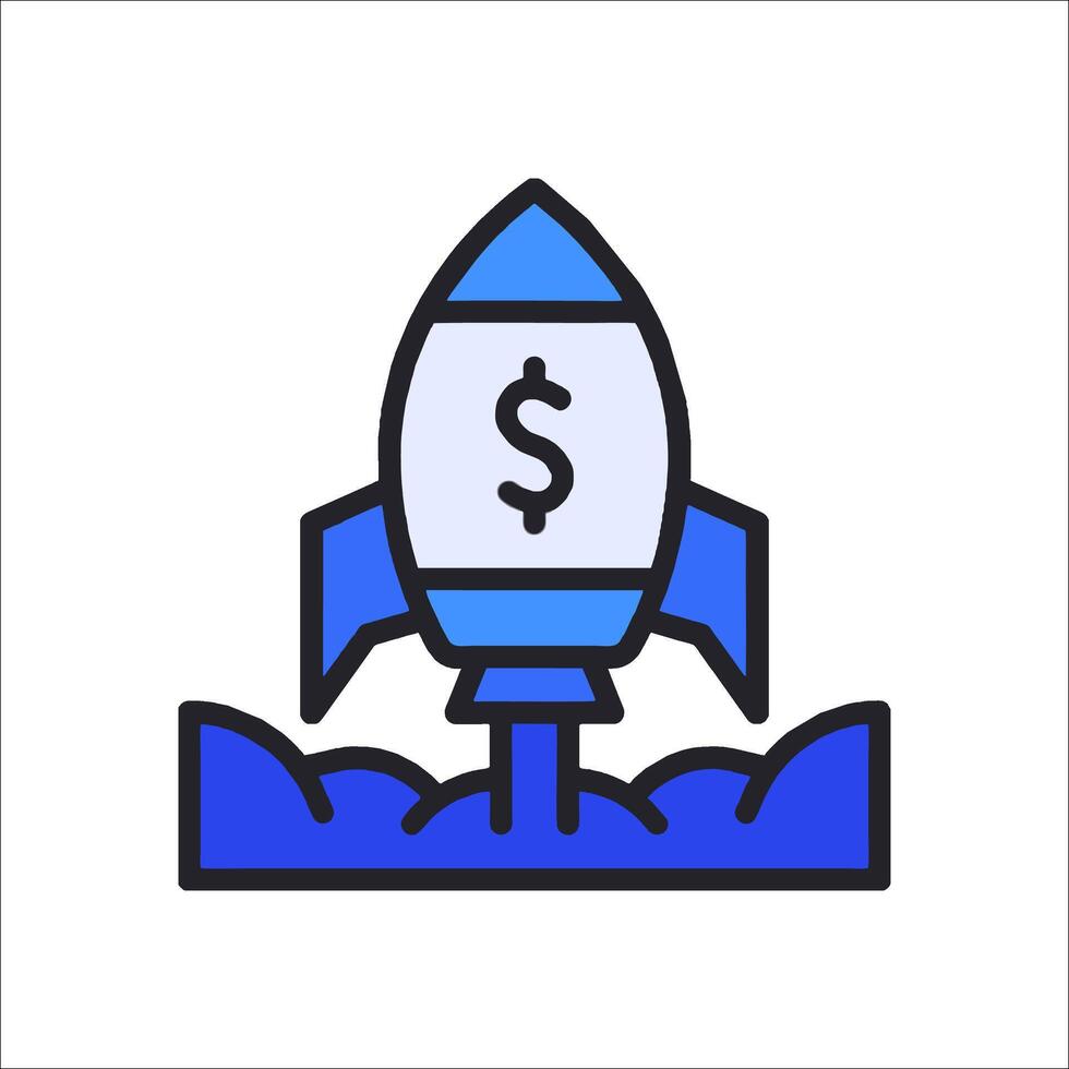 A rocket with a dollar sign on it vector