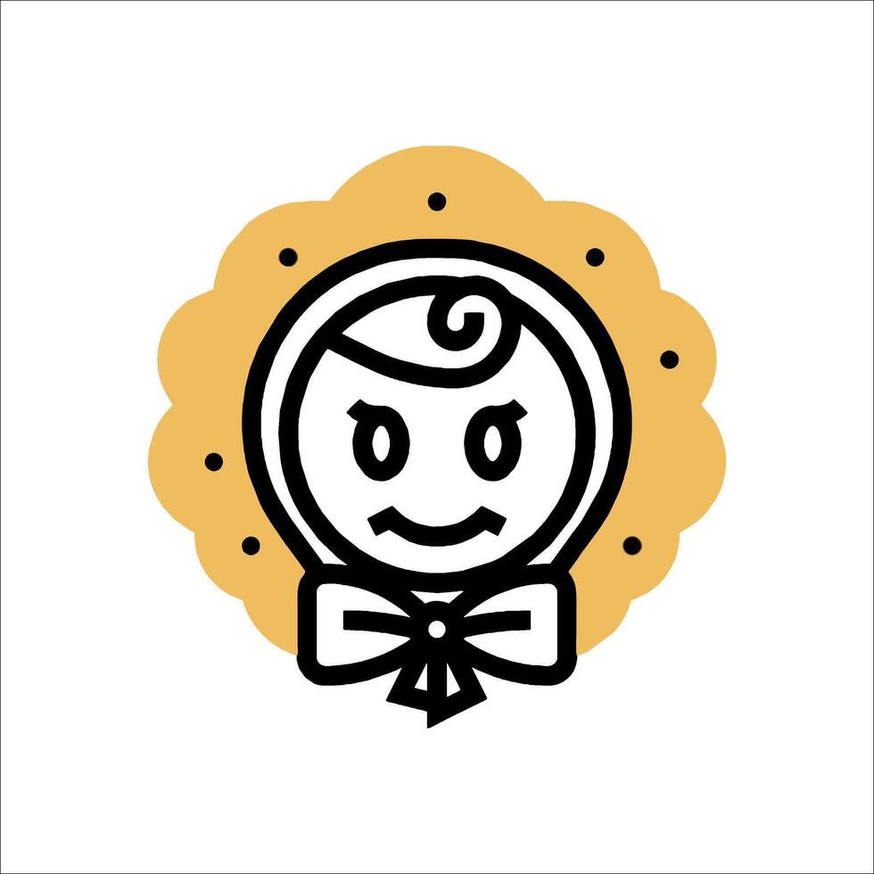 A cartoon character with a bow tie on her head vector
