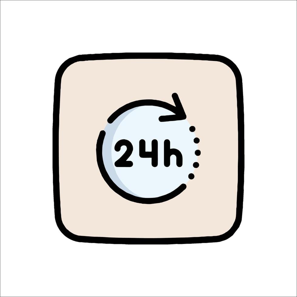 A 24 hour clock icon on a white background vector