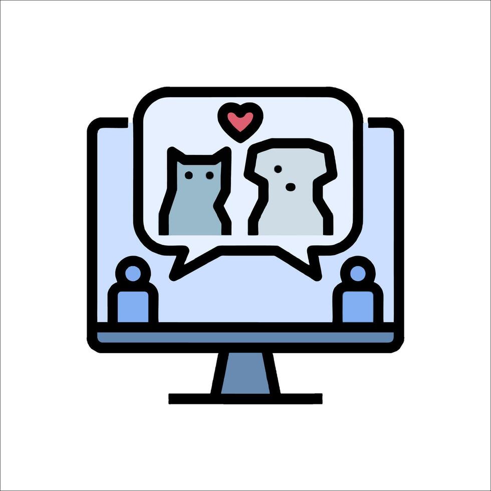 A computer screen with a cat and a dog on it vector