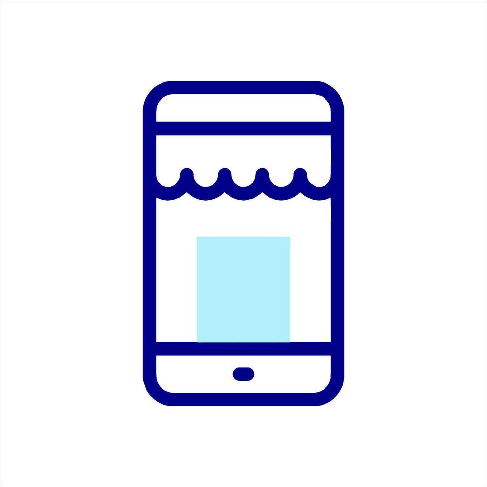 A smartphone with a blue and white icon vector