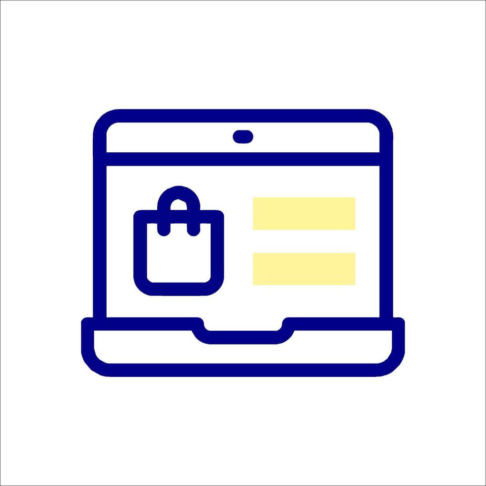 A laptop with a shopping bag icon vector