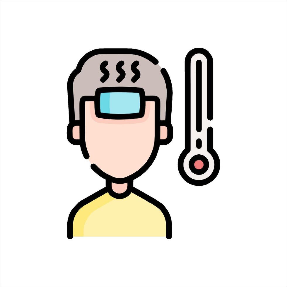 A man with a thermometer in his head vector