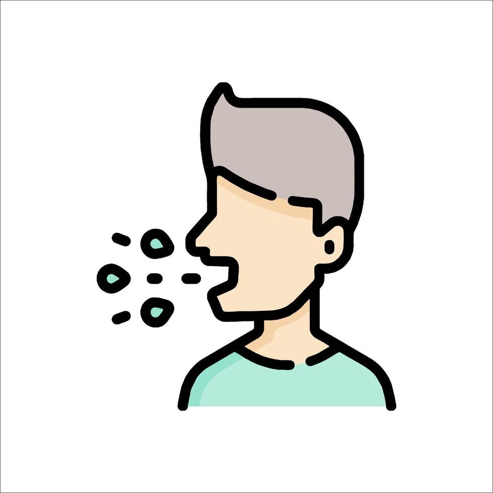 A man with a cold is blowing bubbles out of his mouth vector