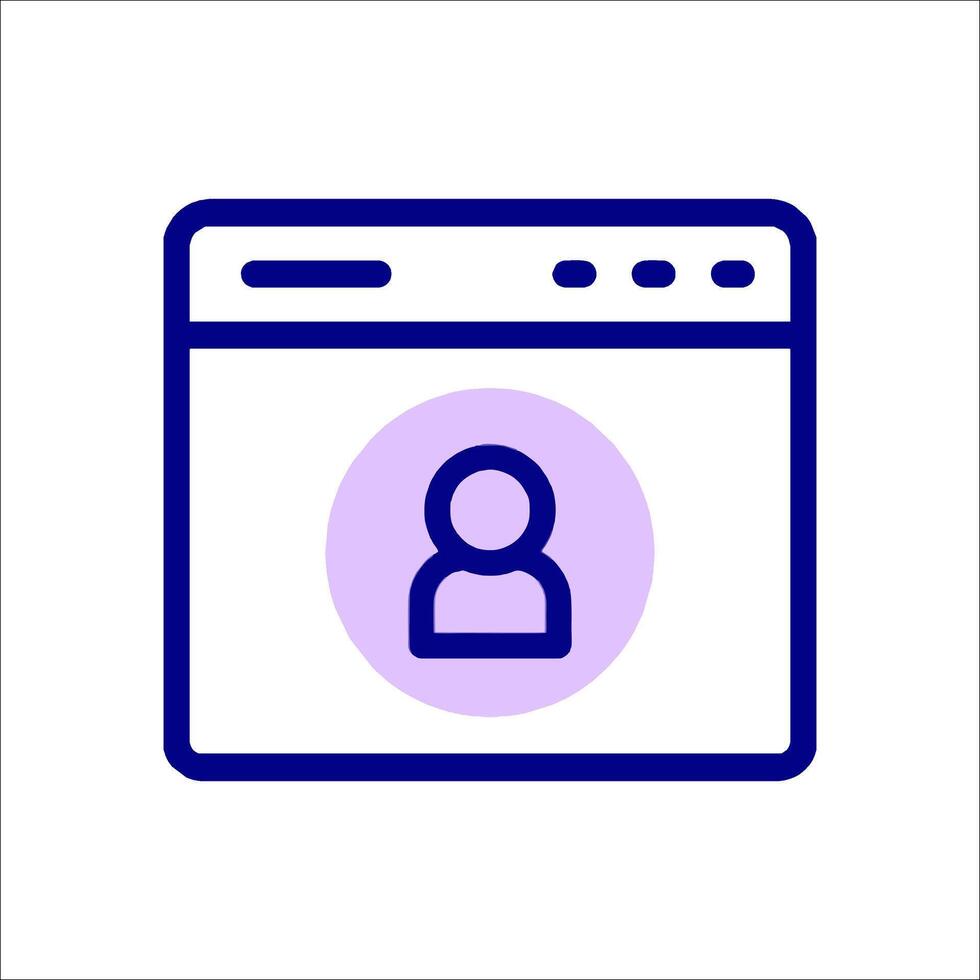 A person is on a computer screen with a blue icon vector