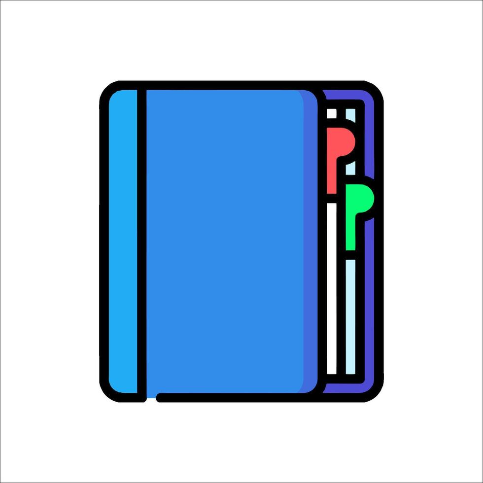 A blue notebook with a pen and pencils vector