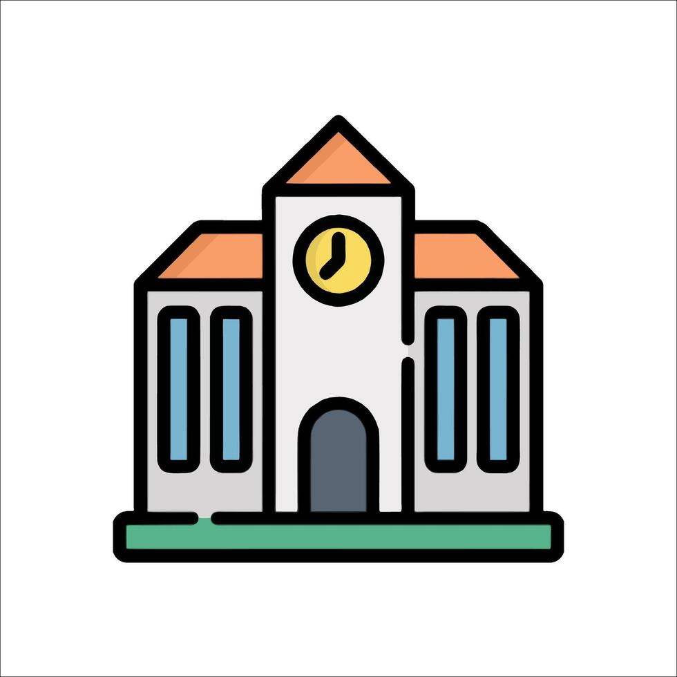 School building icon illustration vector