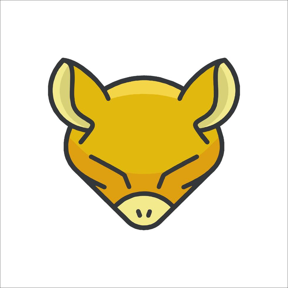 A yellow pig head icon on a white background vector