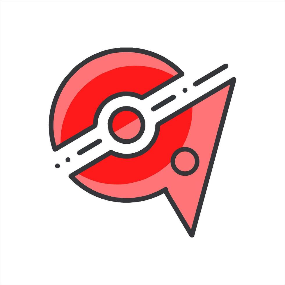 A red and white logo with a poke ball vector