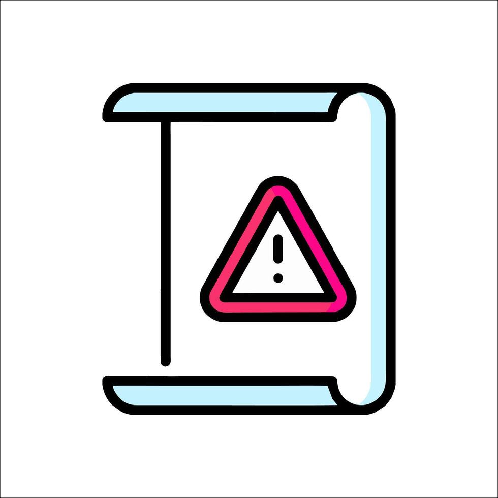 A warning sign on a book with a triangle vector