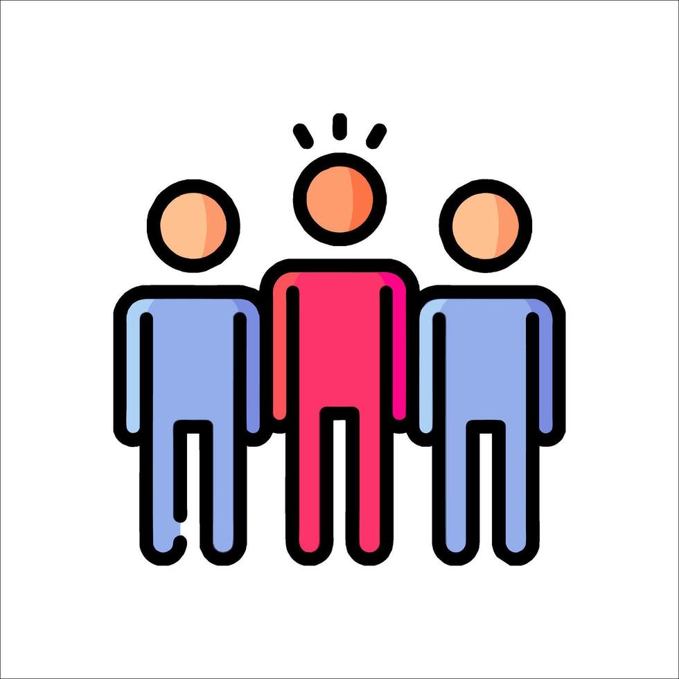Three people with a red dot on their head vector