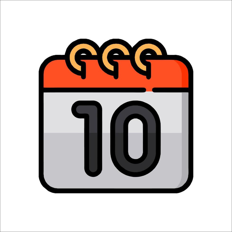 Calendar icon with the number 10 on it vector