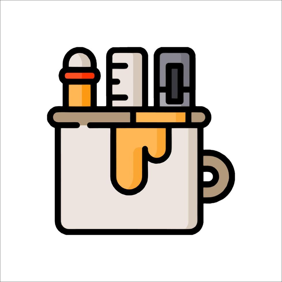 A cup with a knife and other tools in it vector
