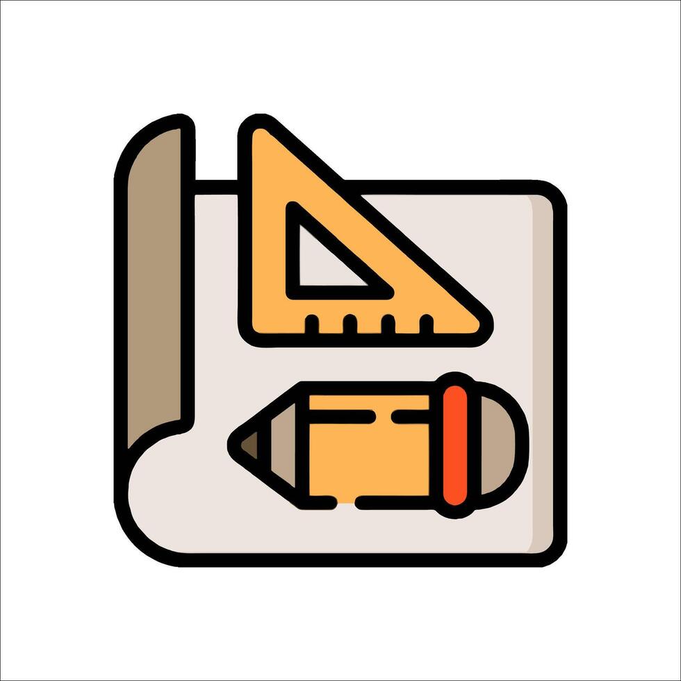 A pencil and ruler icon on a white background vector