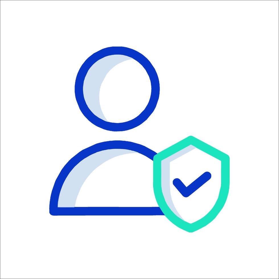 A person with a shield and a check mark vector