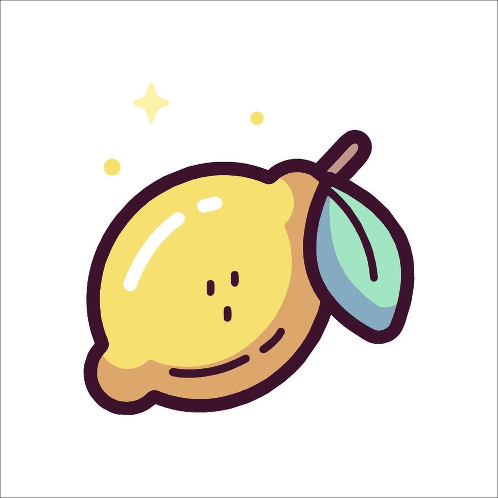 A lemon with a leaf on it vector
