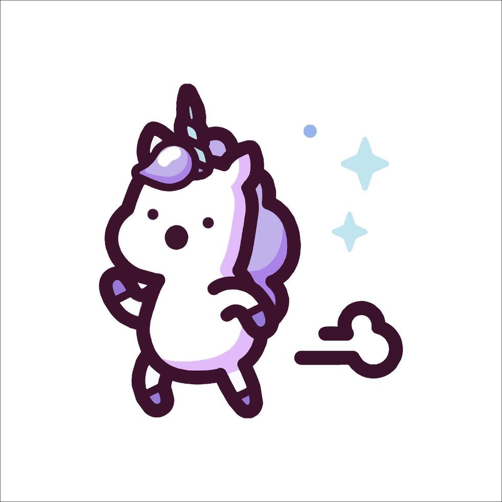 A cartoon unicorn running with a bone in its mouth vector