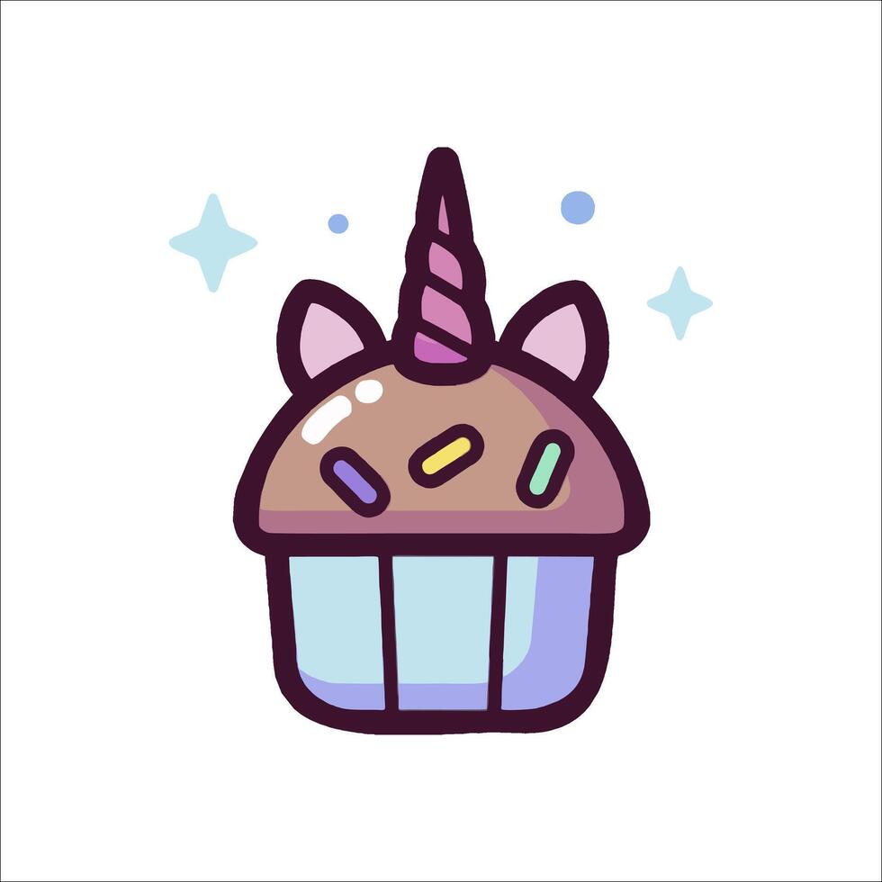 A cupcake with a unicorn horn on top vector