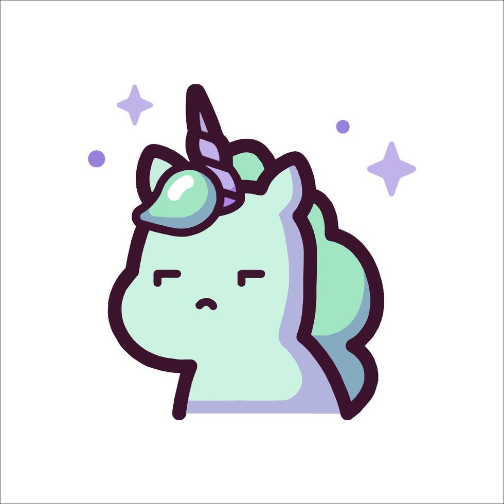 A cute unicorn with a green mane and purple eyes vector