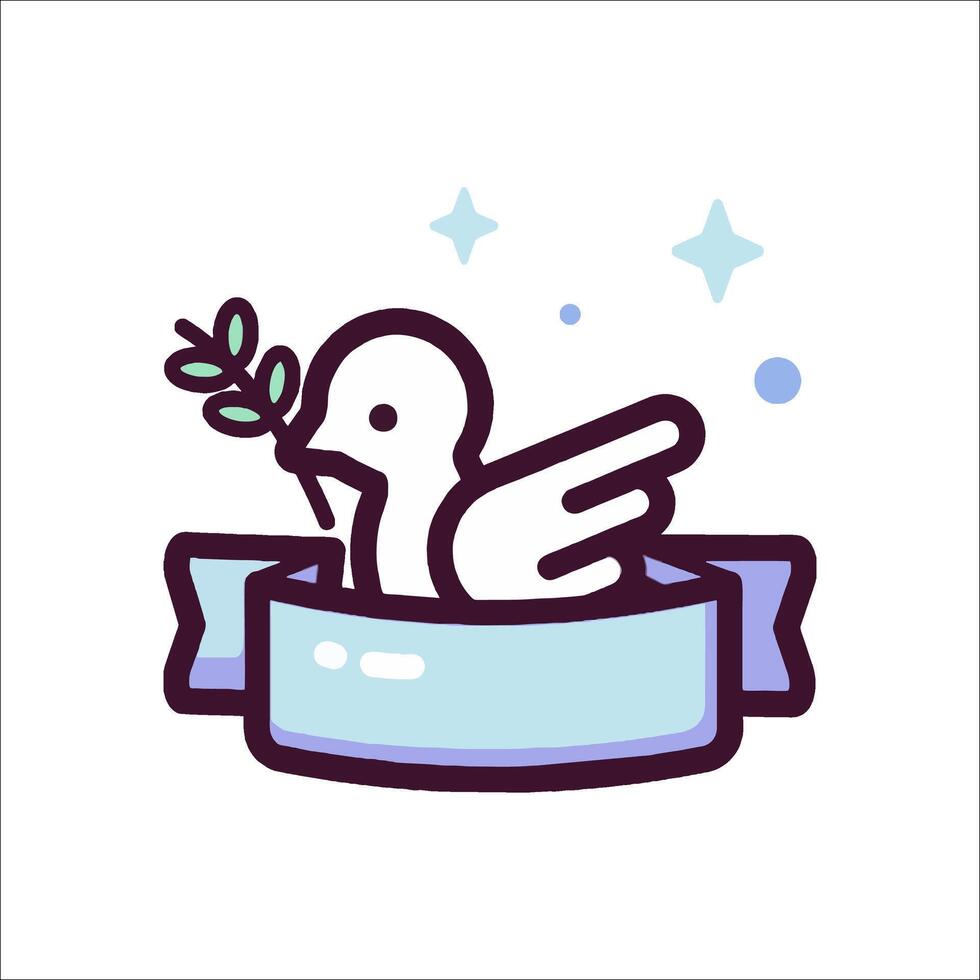A dove with a green branch in its beak vector