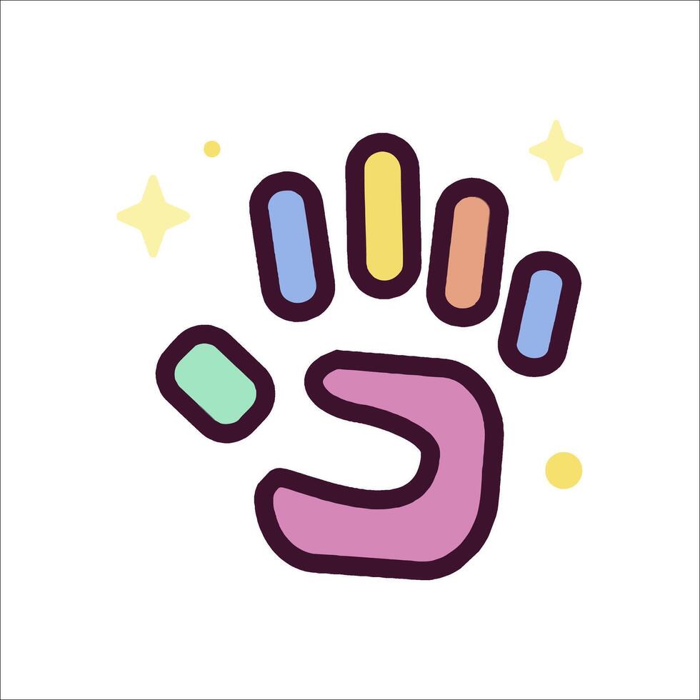 A colorful hand with stars and a star in the middle vector