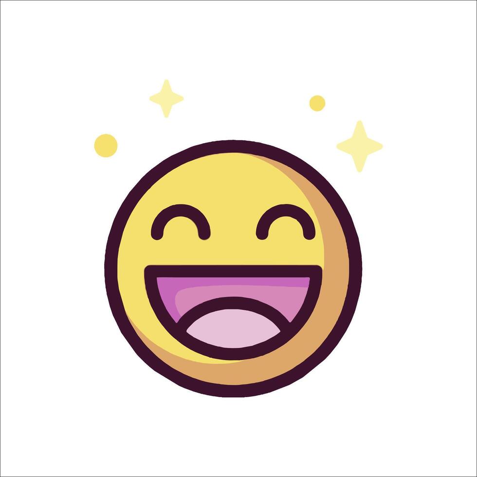 A smiling emoticion with stars and a yellow face vector