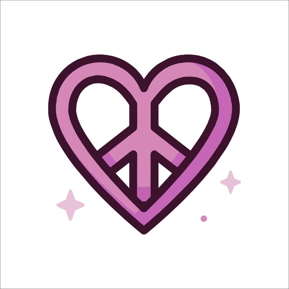 A peace sign in the shape of a heart vector