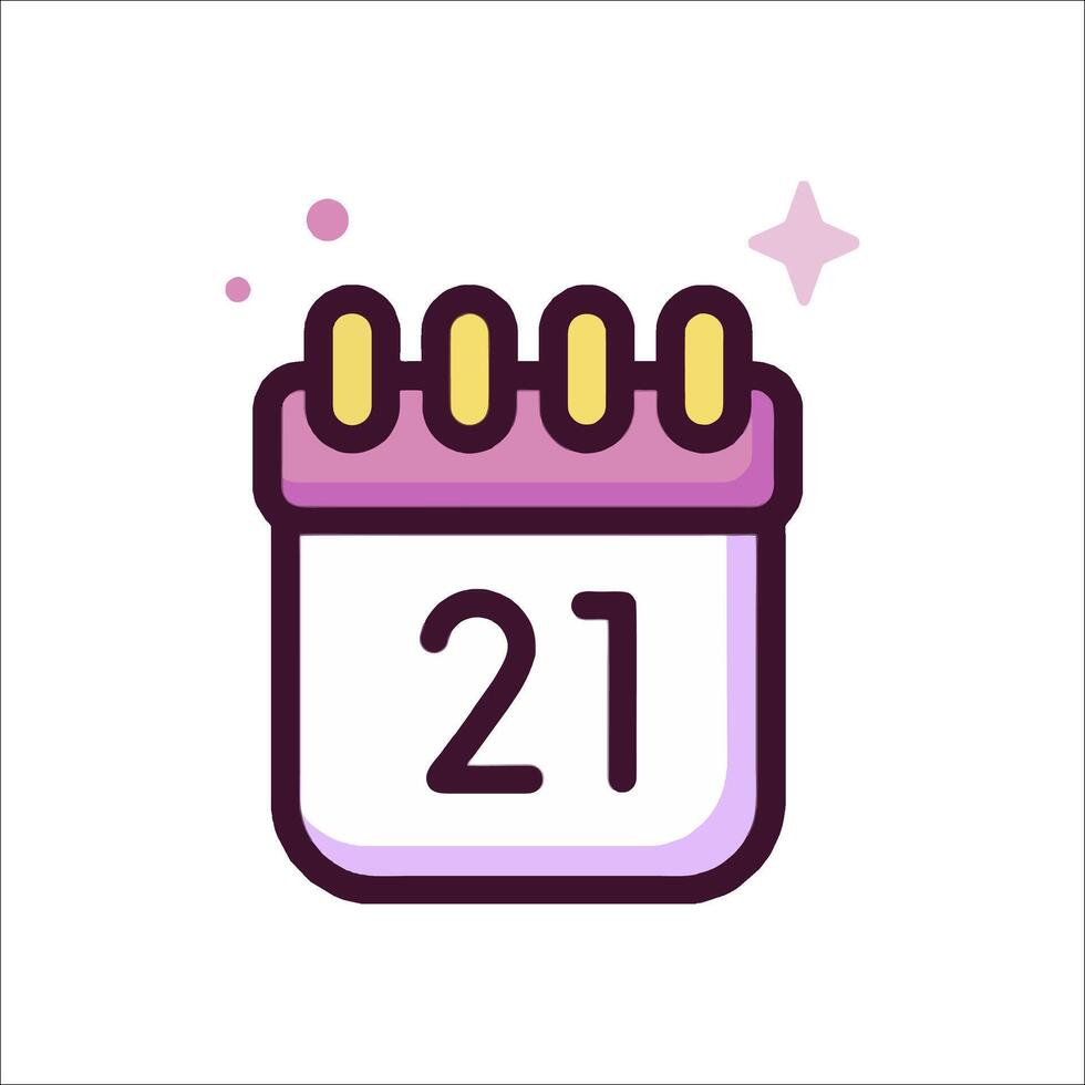 A calendar icon with the number 21 on it vector