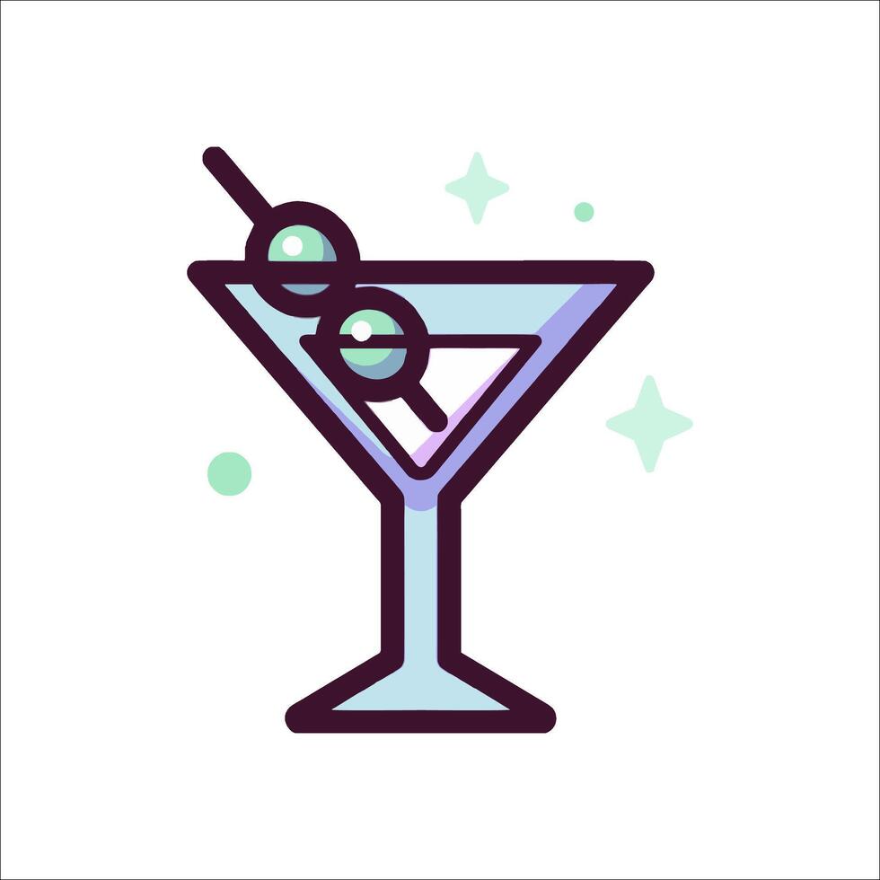 A martini glass with olives on it vector