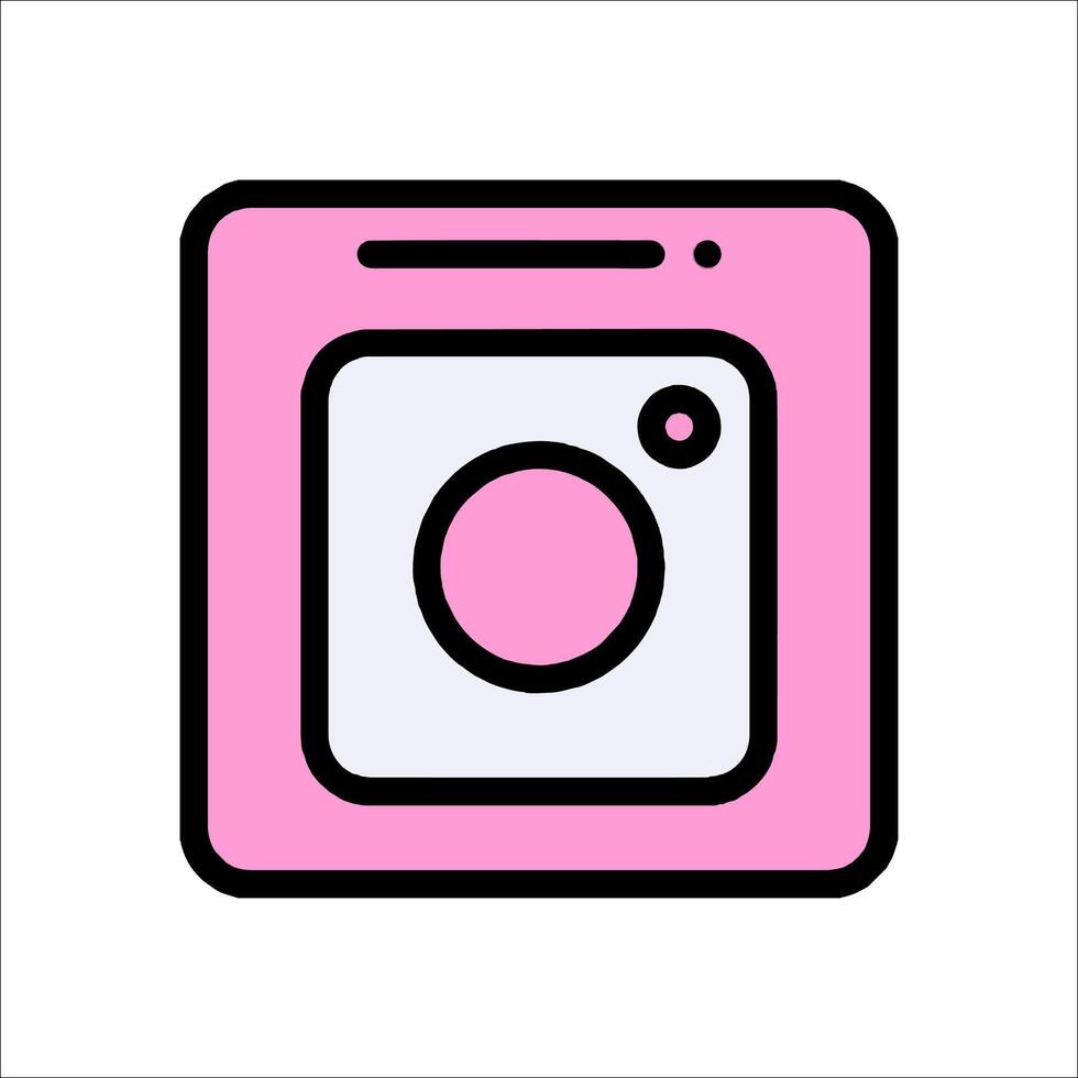 A pink washing machine icon on a white background vector