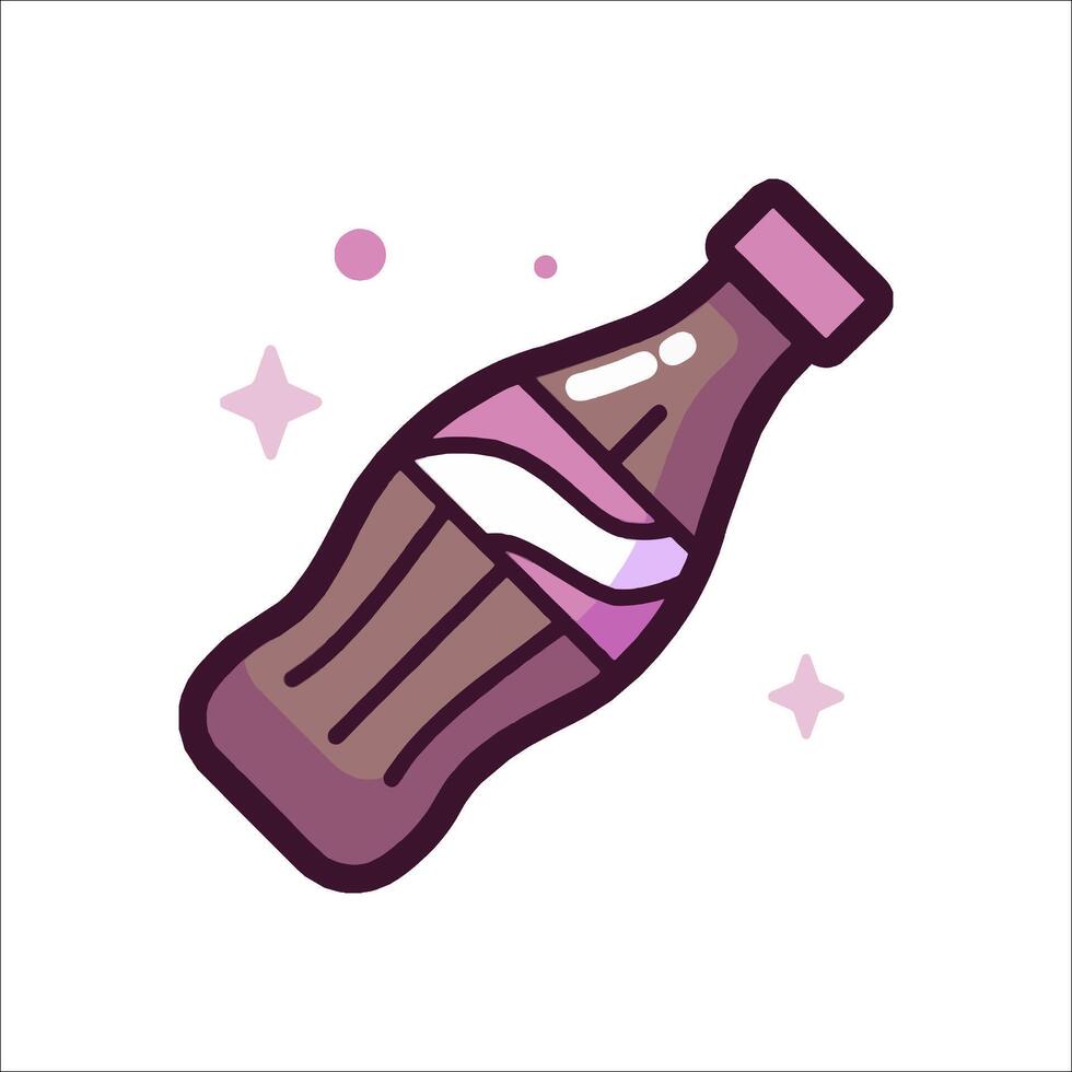 A soda bottle with a pink label on it vector
