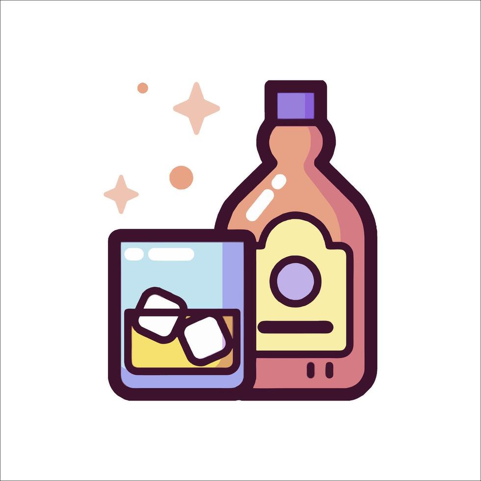 A bottle of whiskey and a glass of whiskey vector