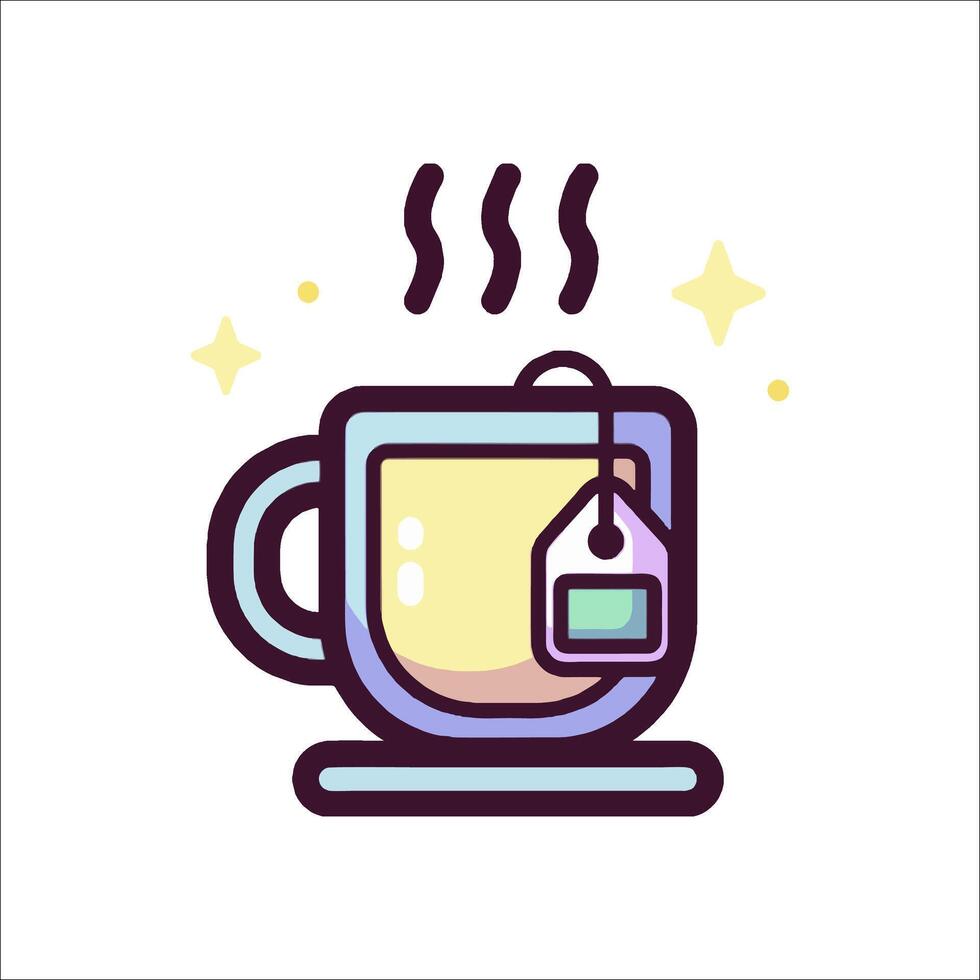 Tea cup icon with tea bag and steam vector