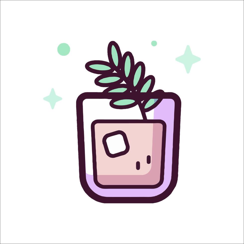 A drink with a plant in it on a white background vector