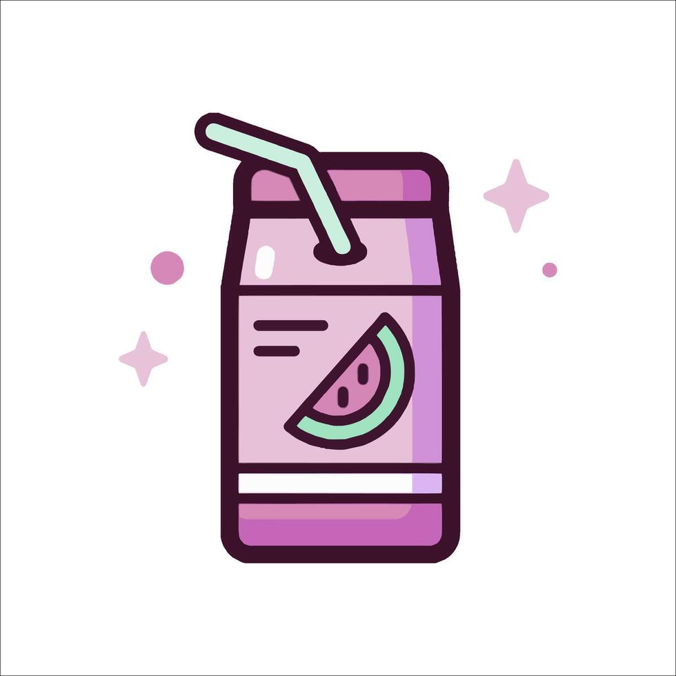 A juice bottle with a straw and a slice of watermelon vector