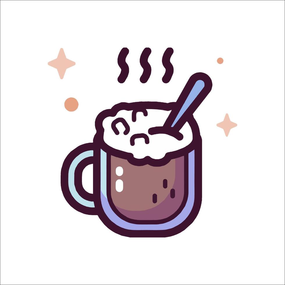 Hot chocolate icon with spoon and cup vector