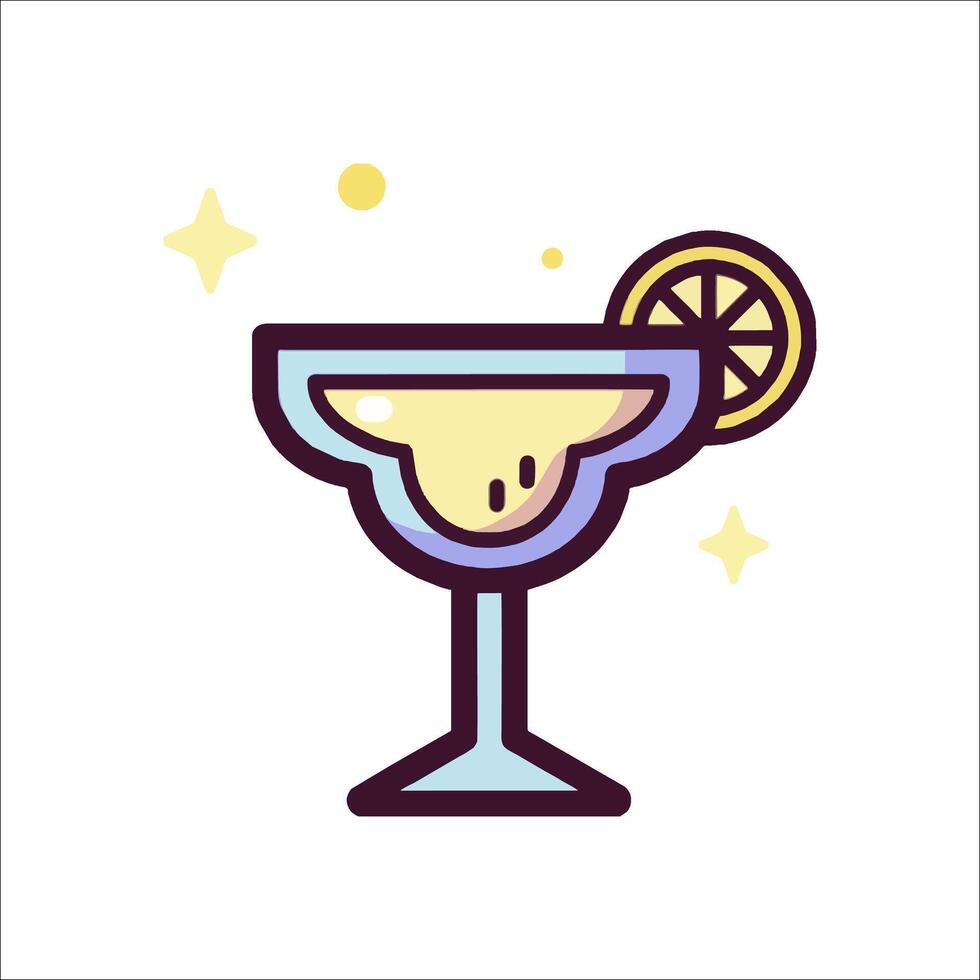 A margarita with a slice of lemon on top vector