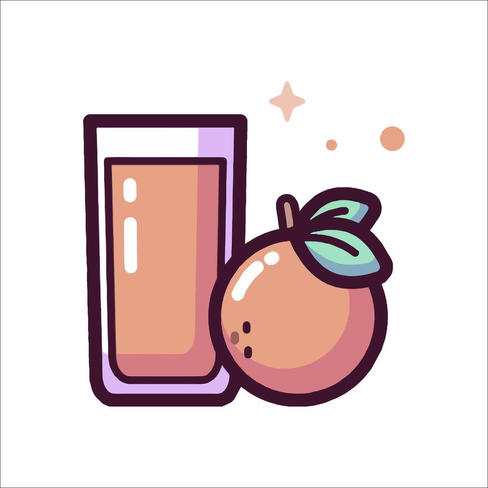 Orange juice and glass icon illustration vector