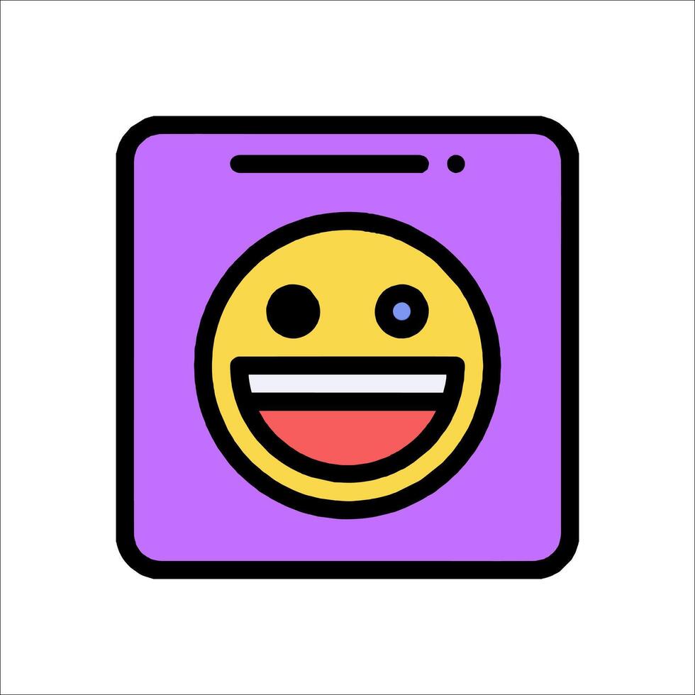 A purple square with a smiley face on it vector