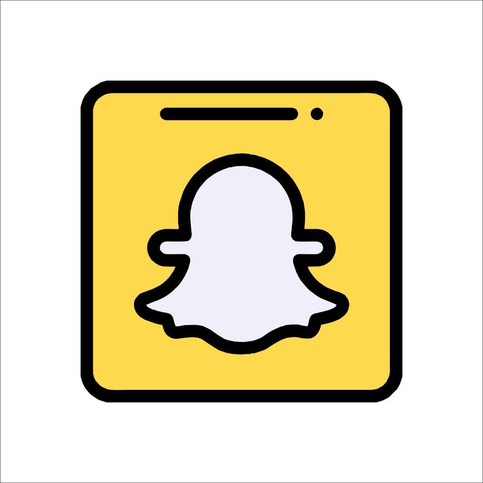 Snapchat logo with a yellow square vector