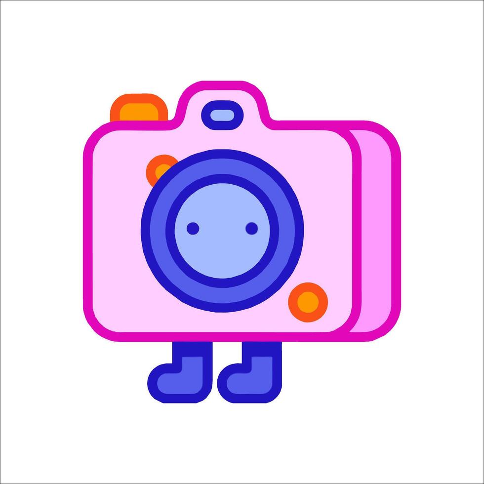 A cartoon camera with a blue face and pink body vector
