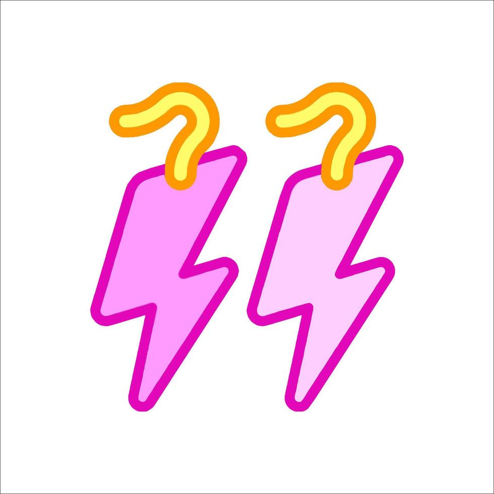 Two pink lightning bolts with yellow lightning bolts on them vector