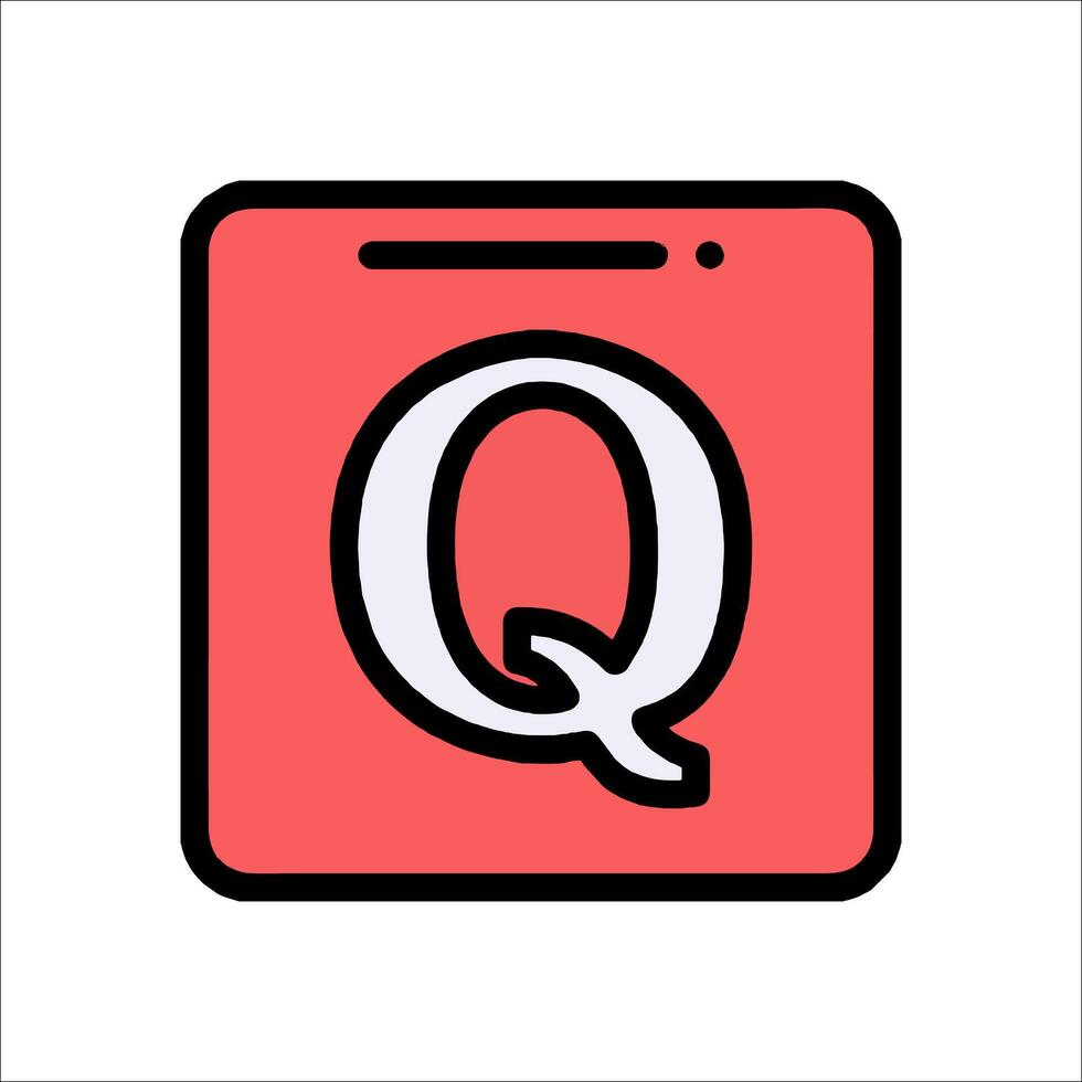 A red and white q icon on a white background vector