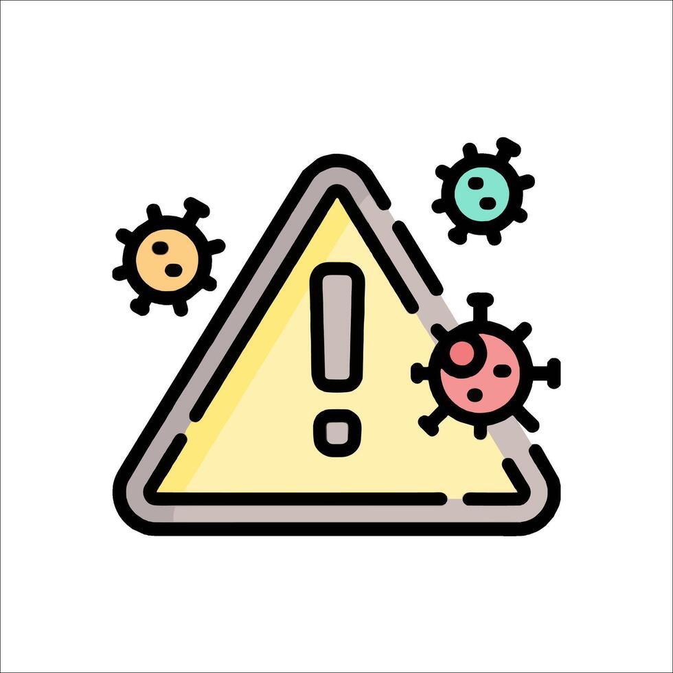 A warning sign with a virus and a virus icon vector