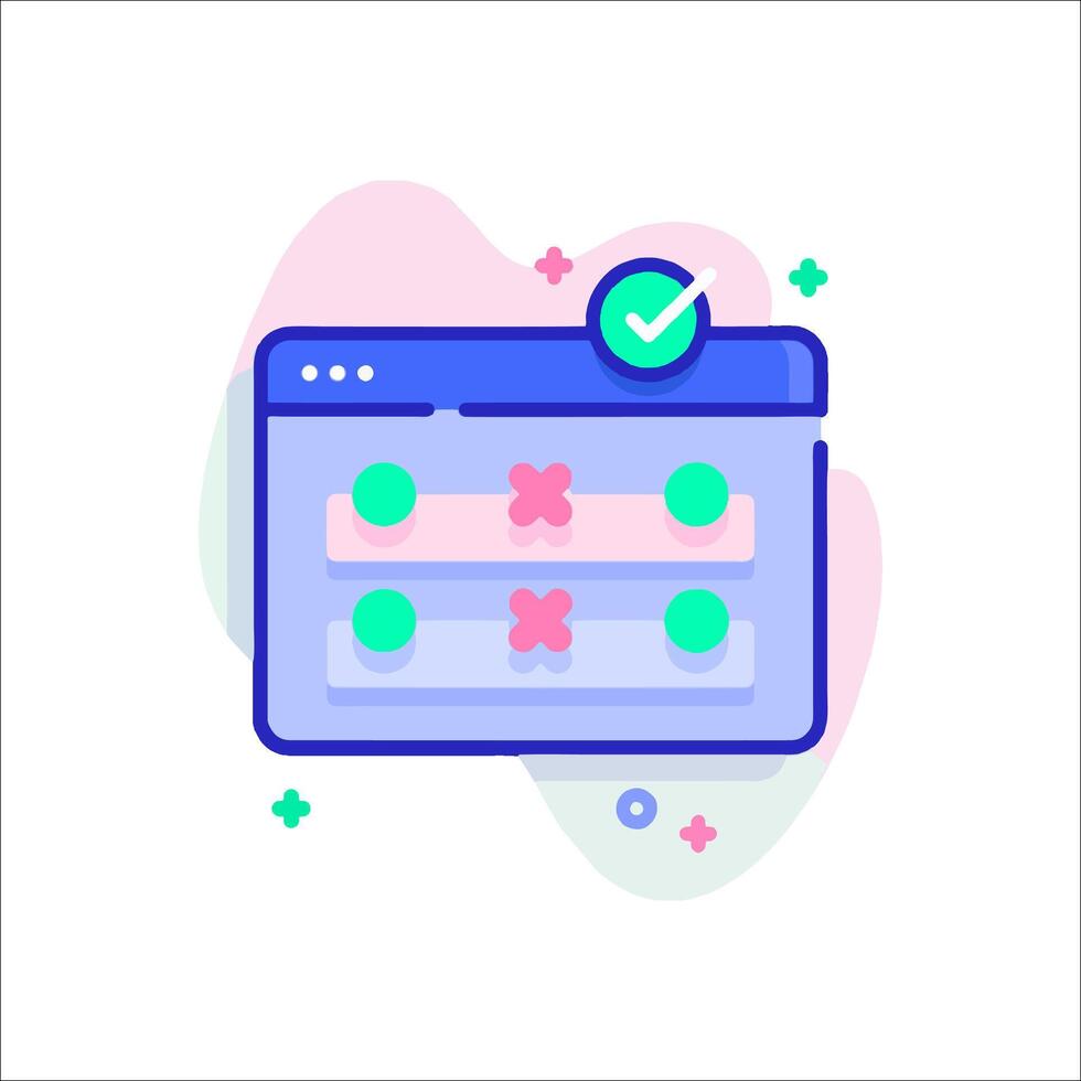 A web page with a check mark and a green check mark vector