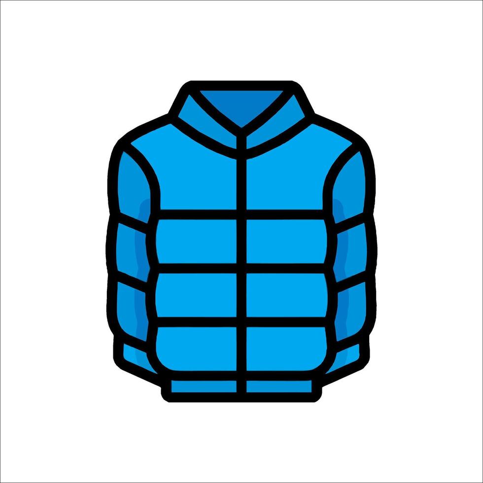 A blue puffy jacket icon on a white background vector